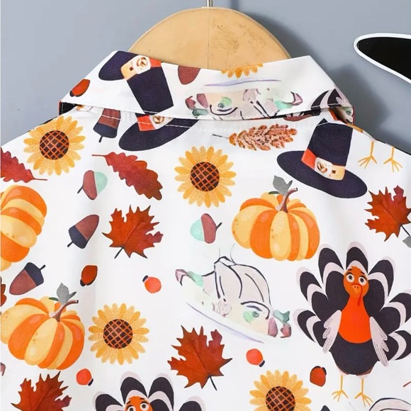 Festive Turkey and Pumpkin Print Shirt - Picture 5 of 6